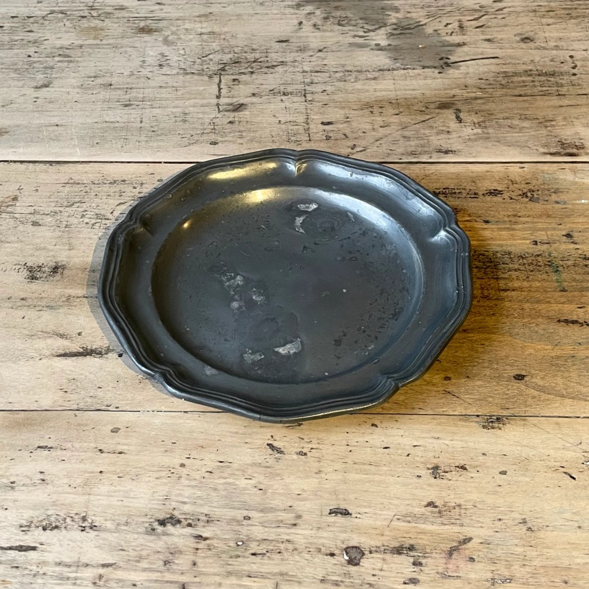 ピューター 花リムプレート 17.5cm フランスアンティーク ⑫