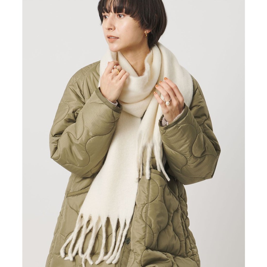 UNITED ARROWS ブラッシュ加工 マフラー （OFF WHITE） - ファッション