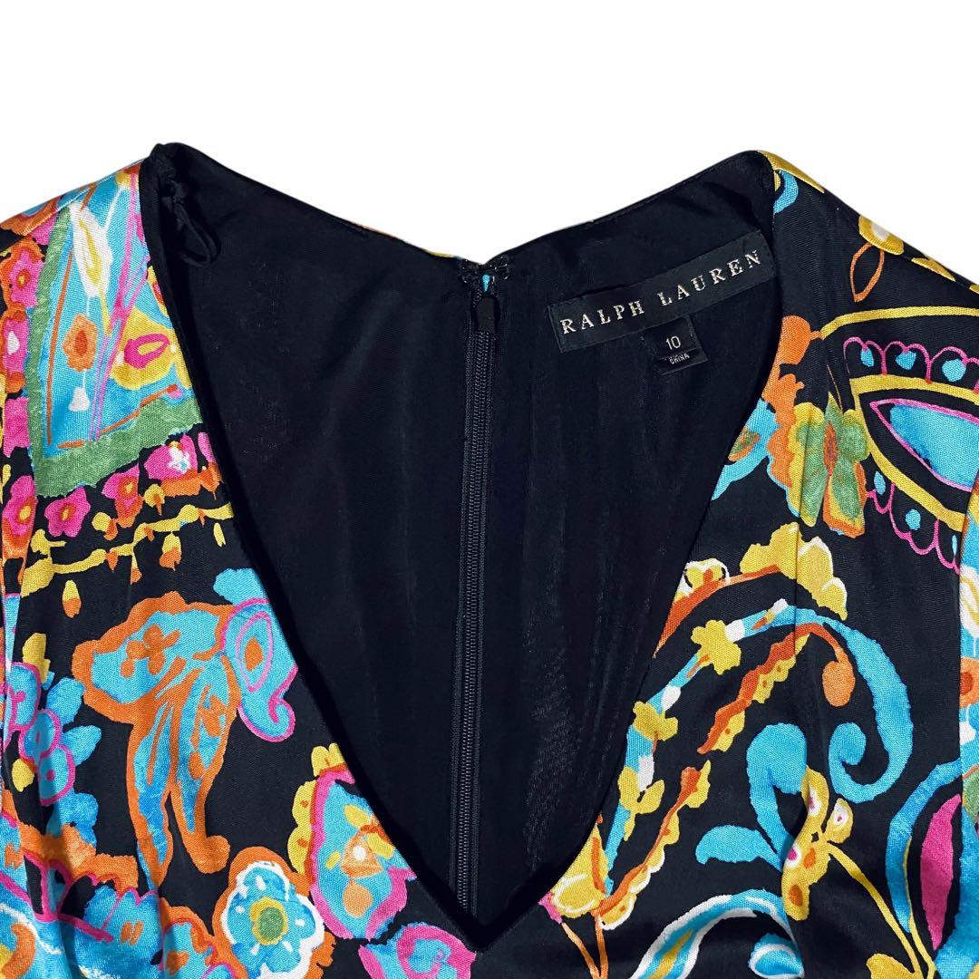 RALPH LAUREN ラルフローレン【美品】100％シルク ワンピース M - メルカリ